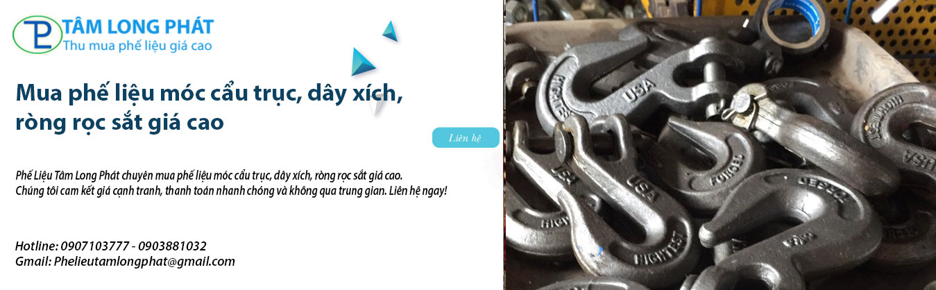 Mua phế liệu móc cẩu trục, dây xích, ròng rọc sắt giá cao